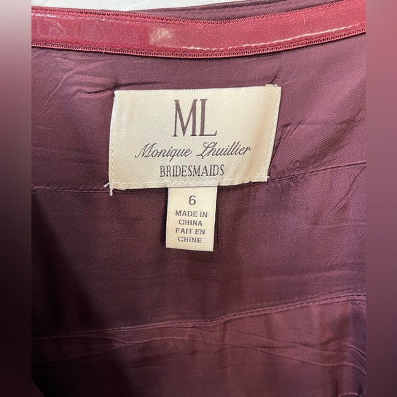 Monique Lhuiller Strapless Ruched Chiffon Burgundy Dress - Picture 6 of 6